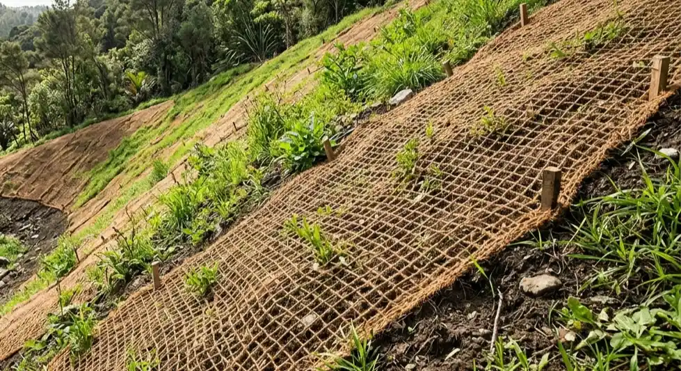 Cara Kerja Cocomesh pada Lereng untuk Mencegah Longsor - Rumah Sabut